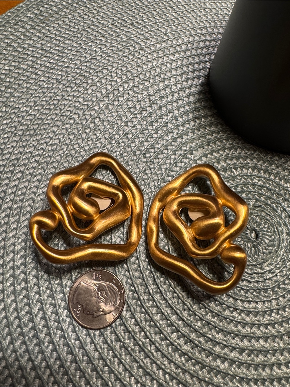 Anne Klein Metallic Gold Abstract Flower Clip-On Earrings